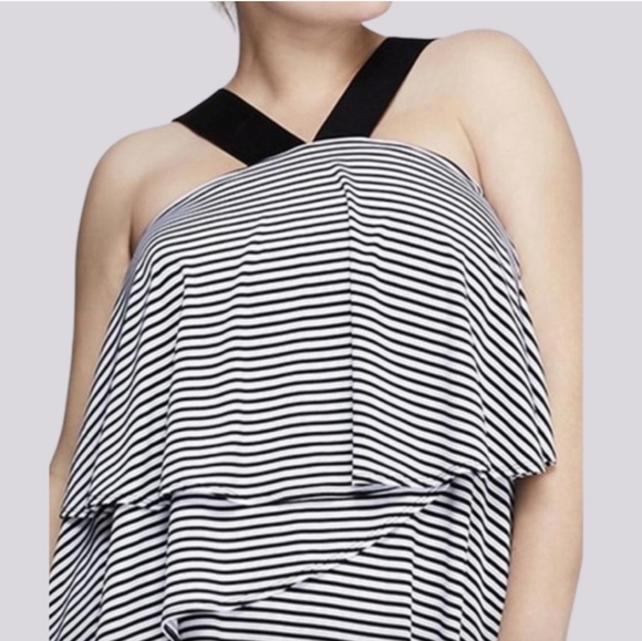 NWOT Lane Bryant Black And White Striped Tiered Midi Dress Size 18/20 - Picture 2 of 11